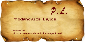 Prodanovics Lajos névjegykártya